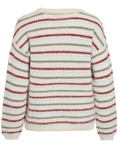 Vila - VIEllis O-Neck Stripe Strik - Super Light Natural Melange